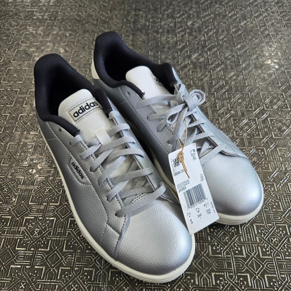 🐢 Adidas Urban Court Tennis Silver Sneakers Women Size 9 NEW - Picture 13 of 14